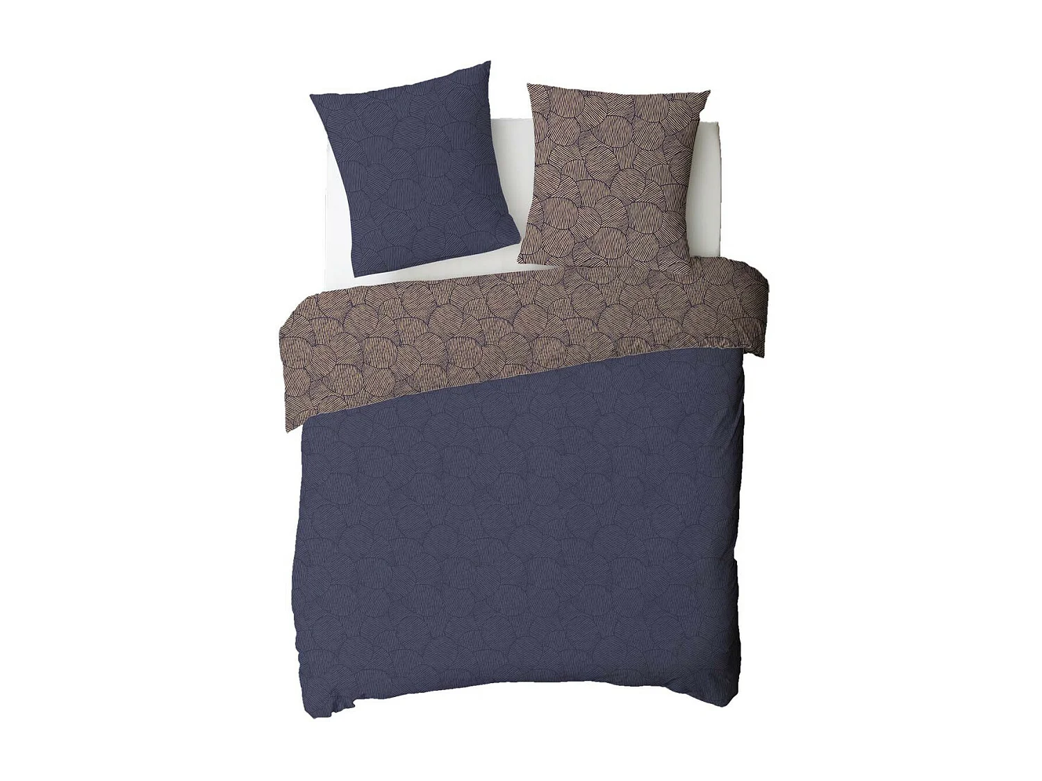 Parure de lit 2 personnes en coton 57 fils imprimé bleu 240x220cm