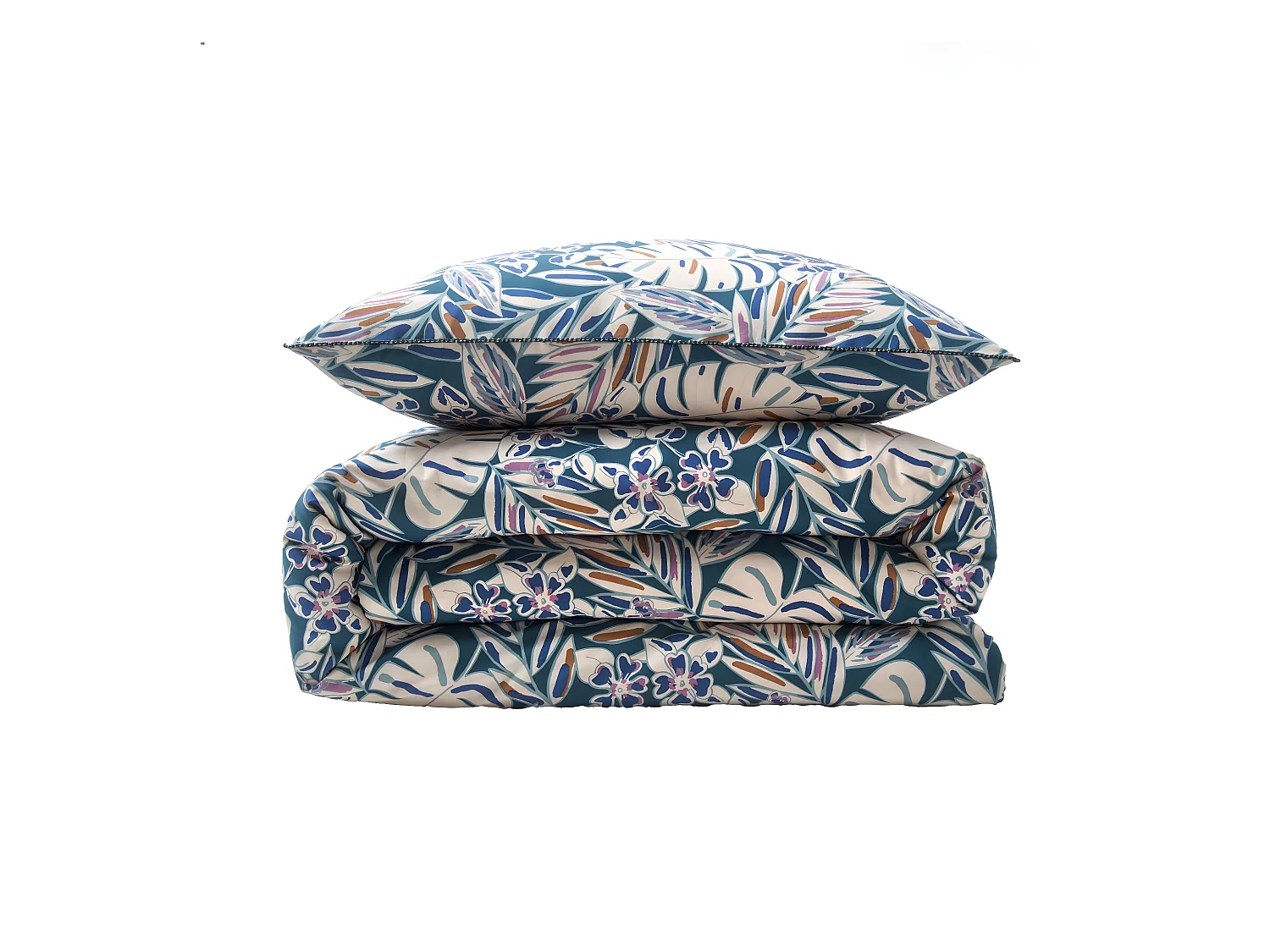 Parure de lit 2 personnes végétal réversible uni 240x220cm