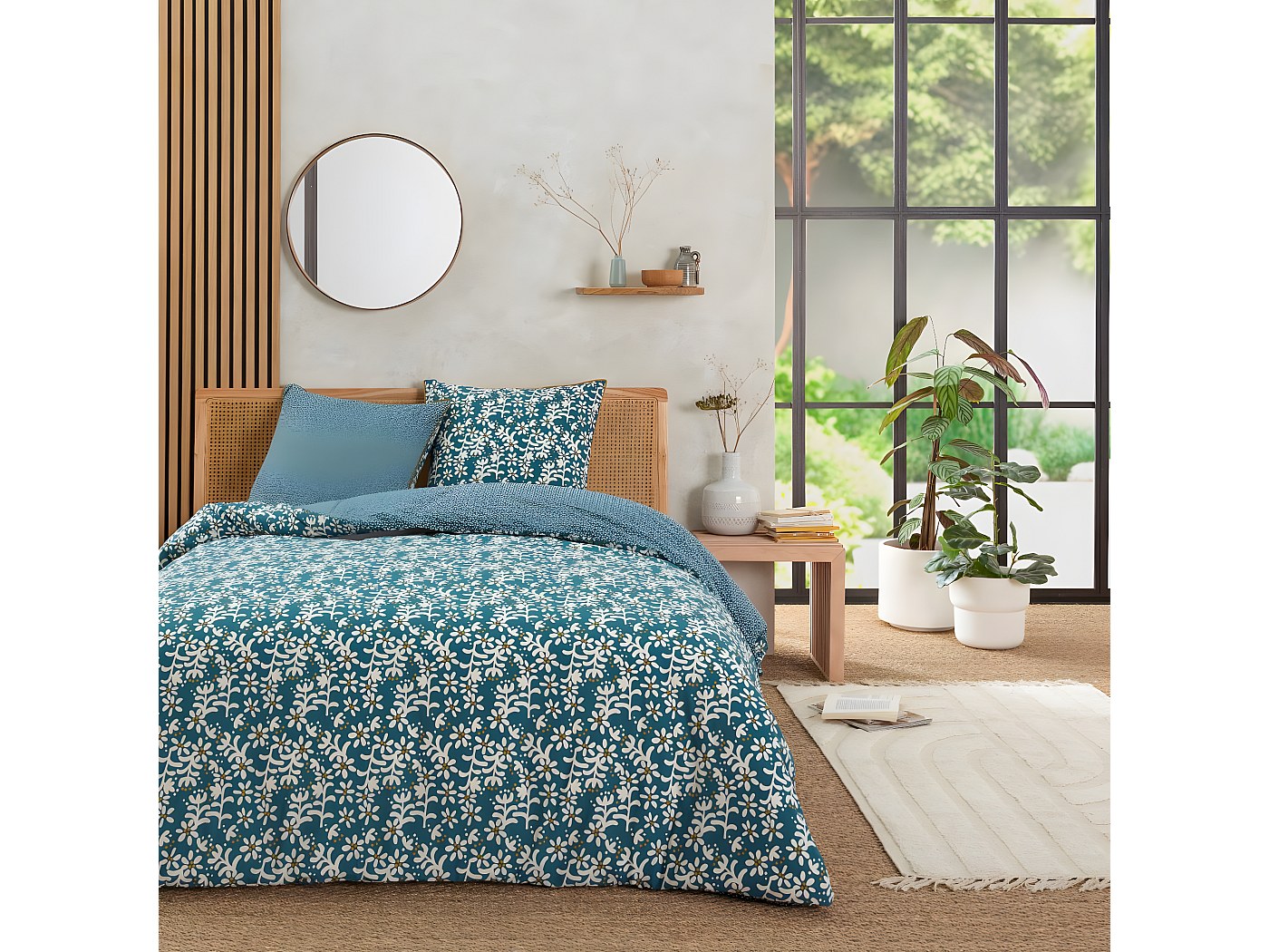 Parure de lit bleu 260x240cm