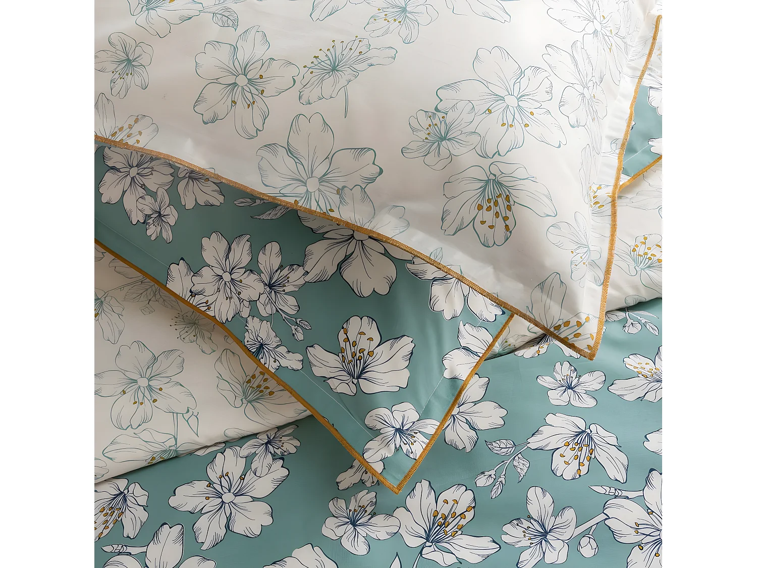 Parure de lit 2 personnes fleurie réversible 260x240cm