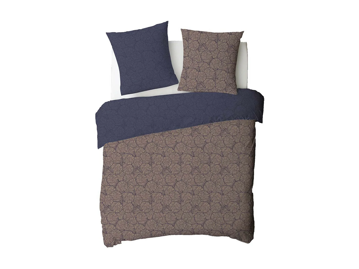 Parure de lit 2 personnes en coton 57 fils imprimé bleu 260x240cm