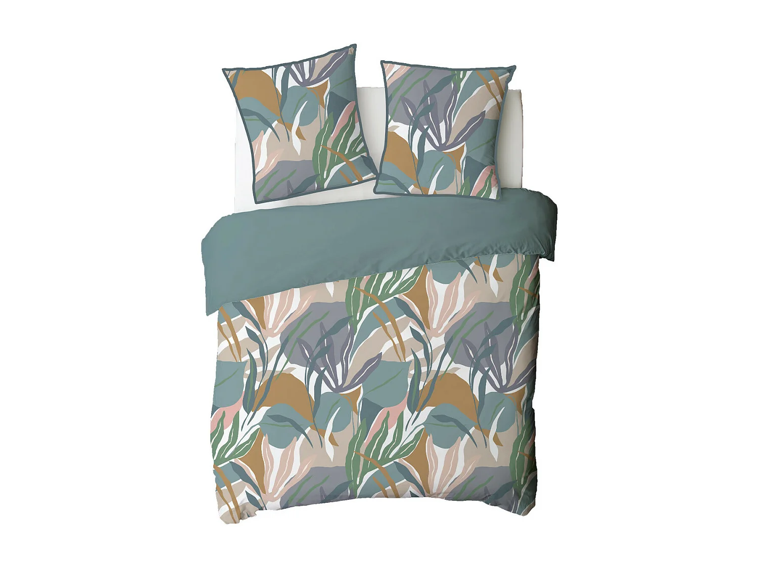 Parure de lit 2 personnes végétal réversible unie 260x240cm