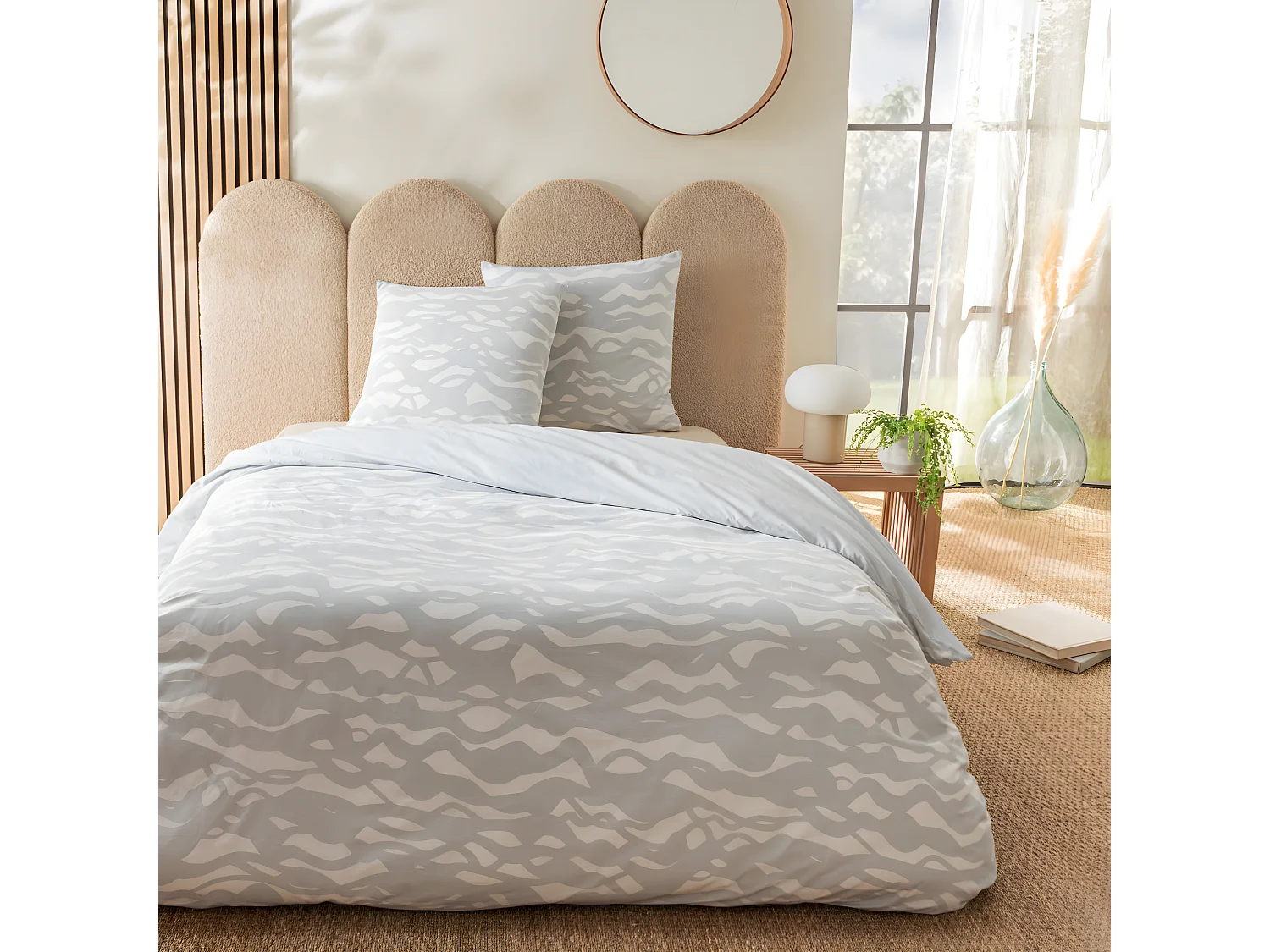 Parure de lit 2 personnes nuage réversible en coton 260x240cm