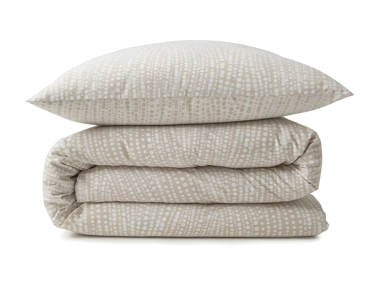 Parure de lit 2 personnes en coton 57 fils imprimé beige 240x220cm