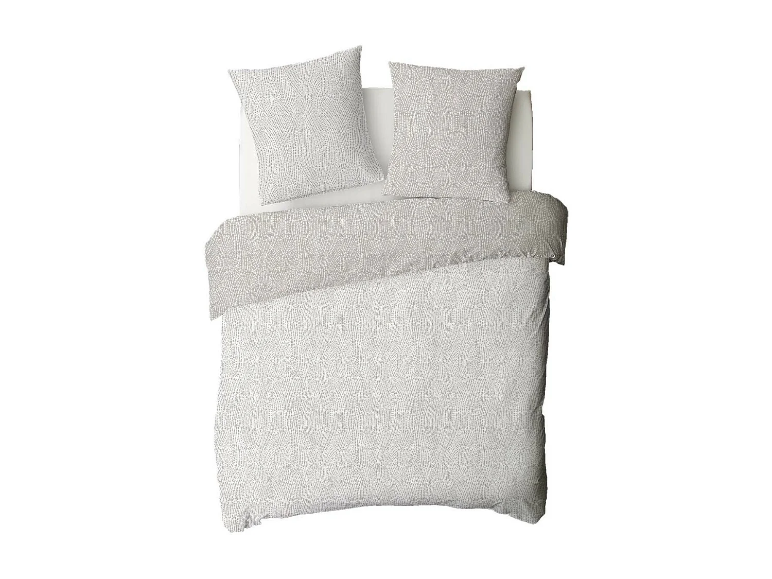 Parure de lit 2 personnes en coton 57 fils imprimé beige 240x220cm