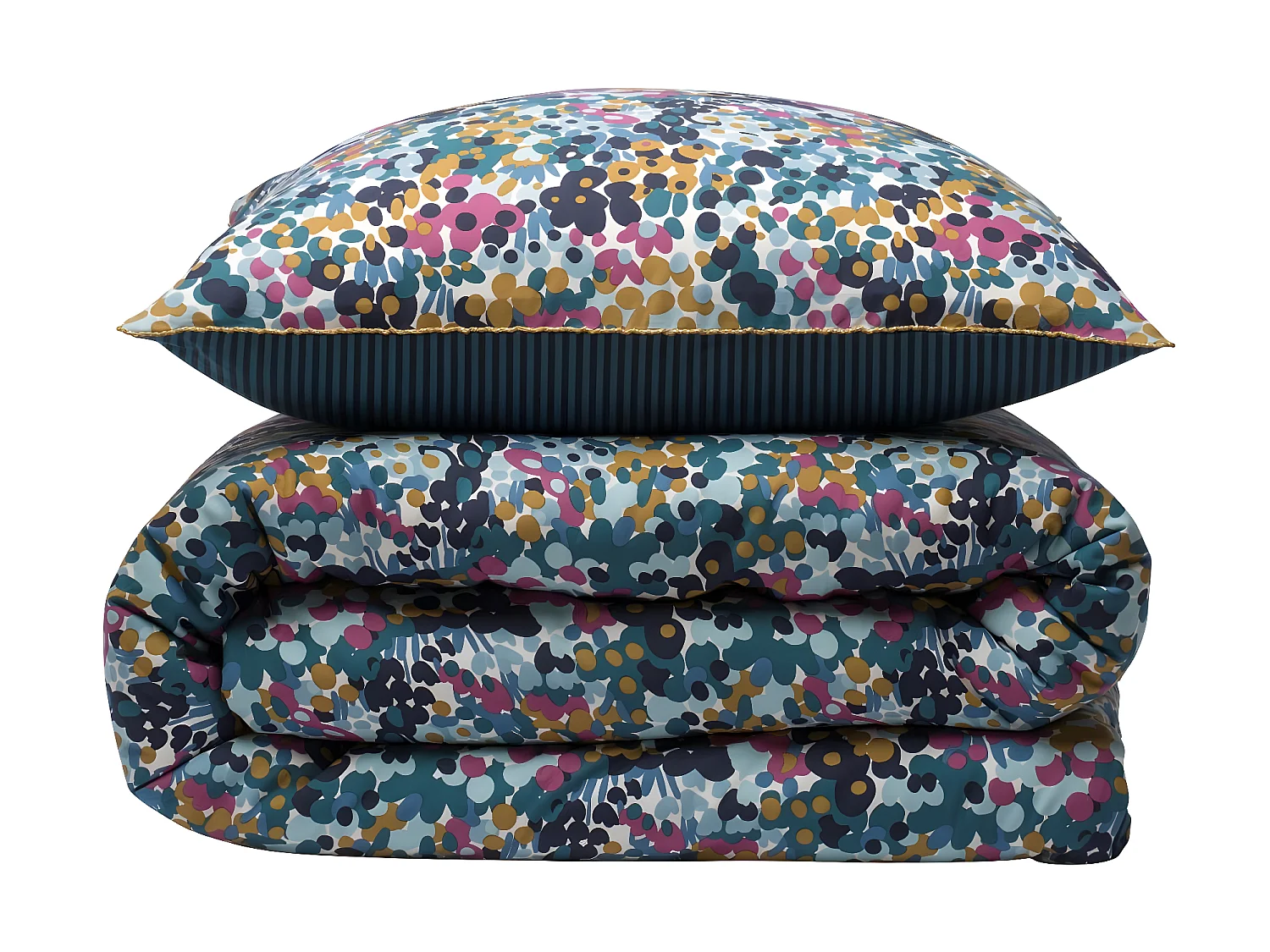 Parure de lit 2 personnes abstrait à rayures réversible 240x220cm