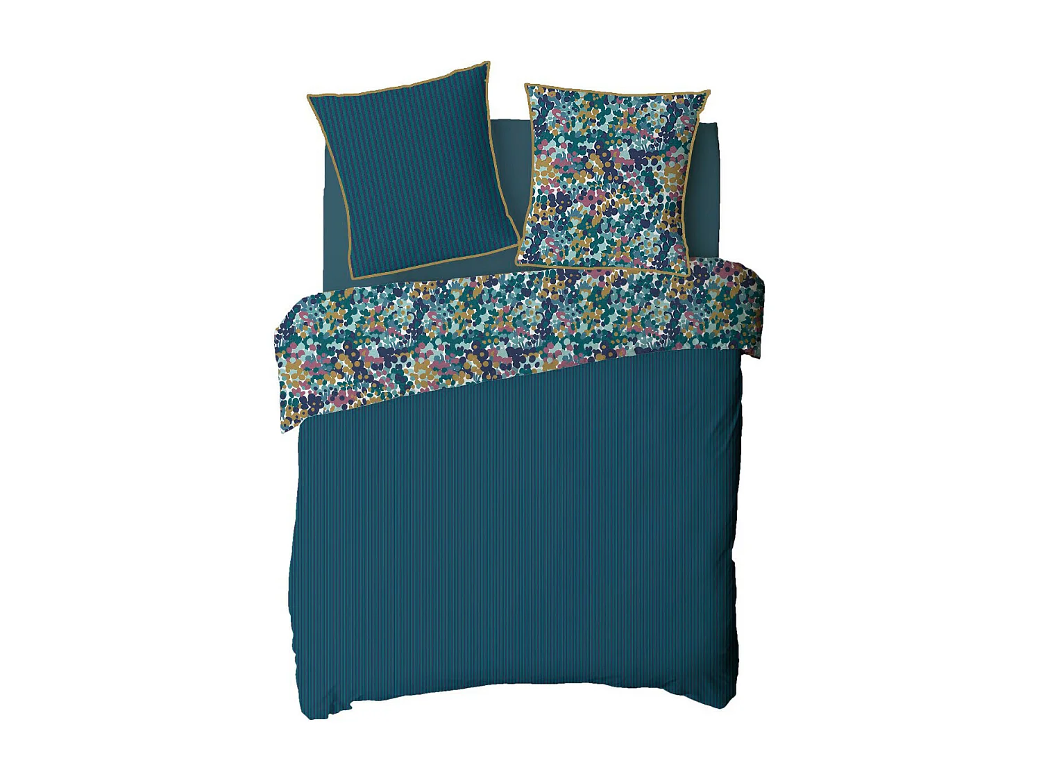 Parure de lit 2 personnes abstrait à rayures réversible 240x220cm