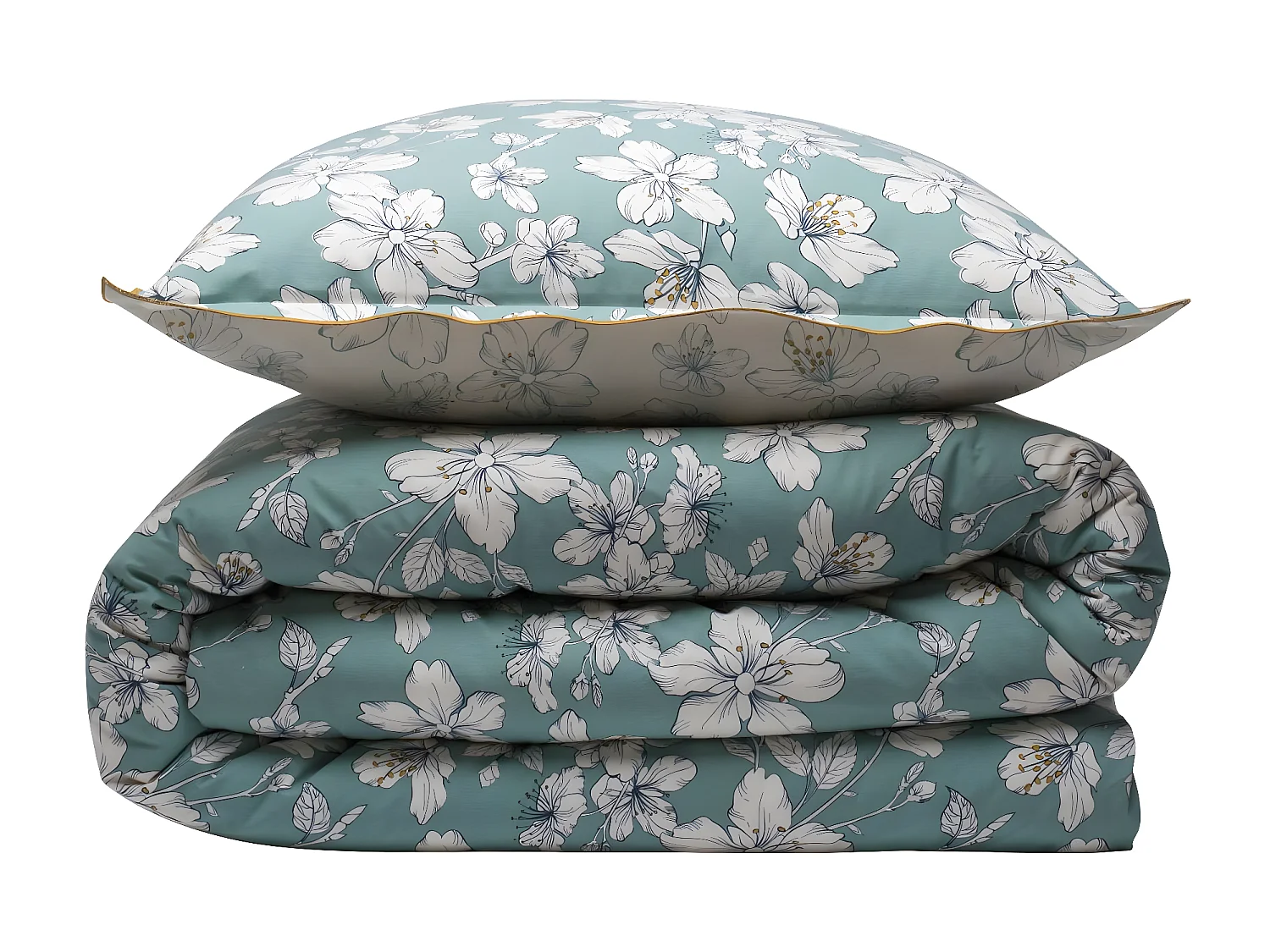 Parure de lit 2 personnes fleurie réversible 240x220cm