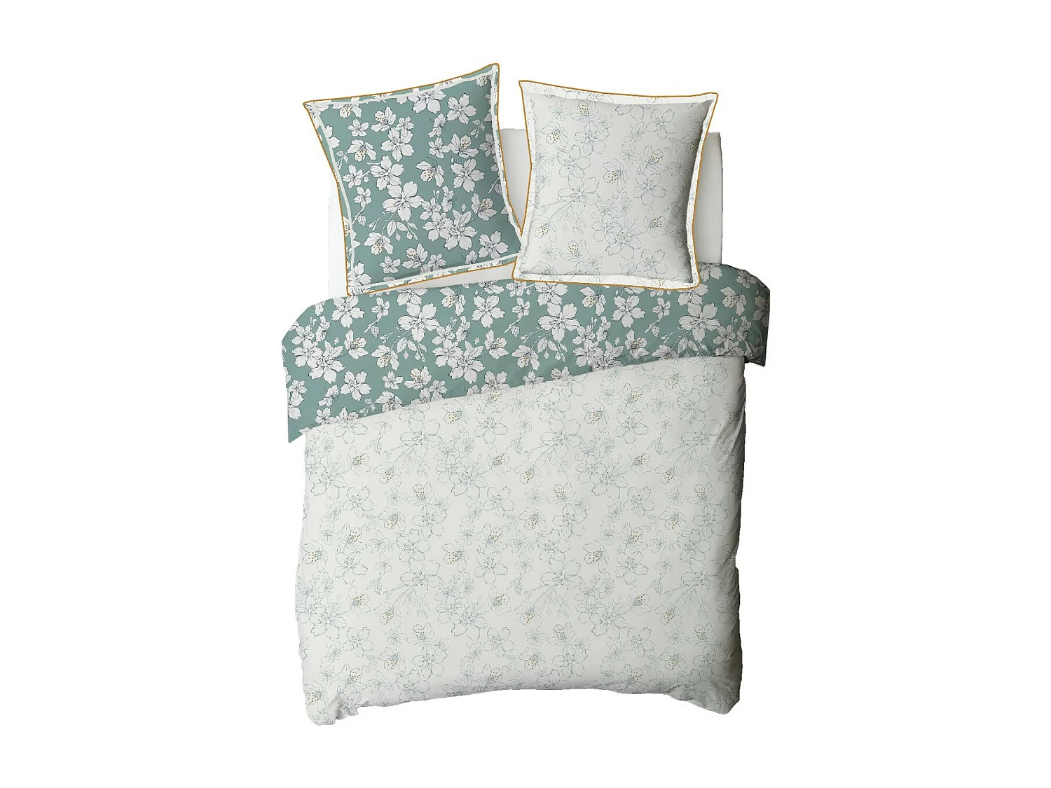 Parure de lit 2 personnes fleurie réversible 240x220cm