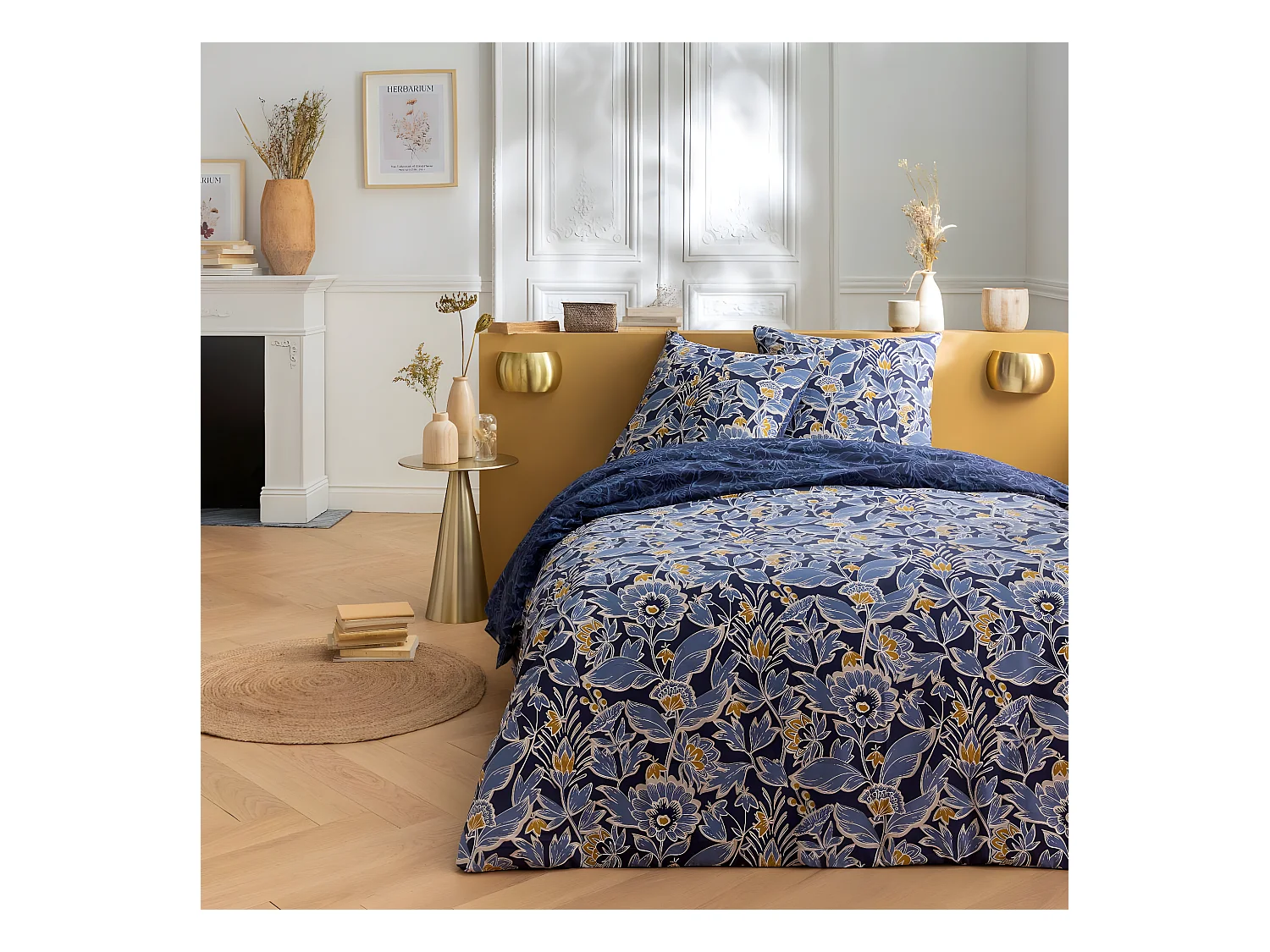 Parure de lit 2 personnes floral charme réversible 240x220cm