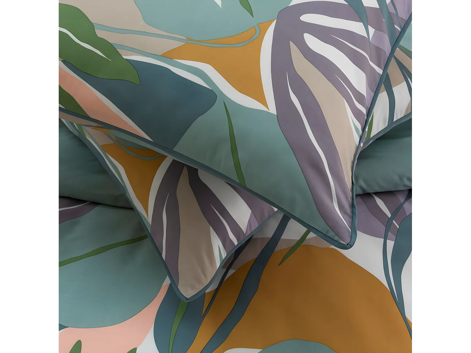 Parure de lit 2 personnes végétal réversible unie 240x220cm