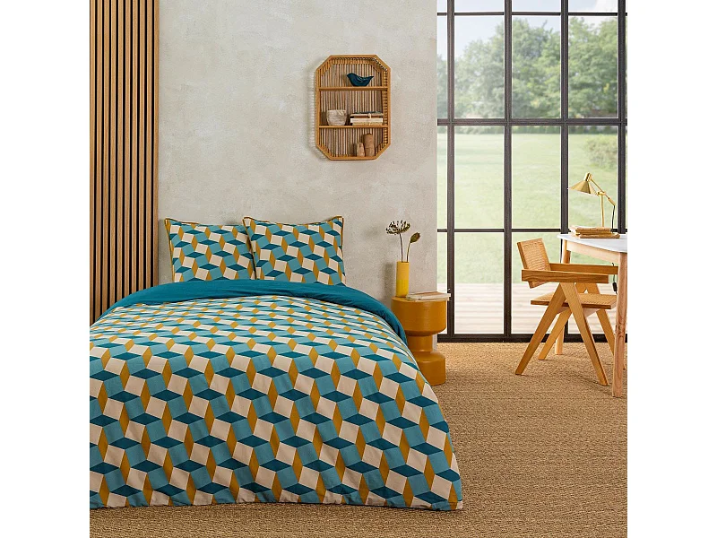 Parure de lit 2 personnes géométrique losanges 260x240cm