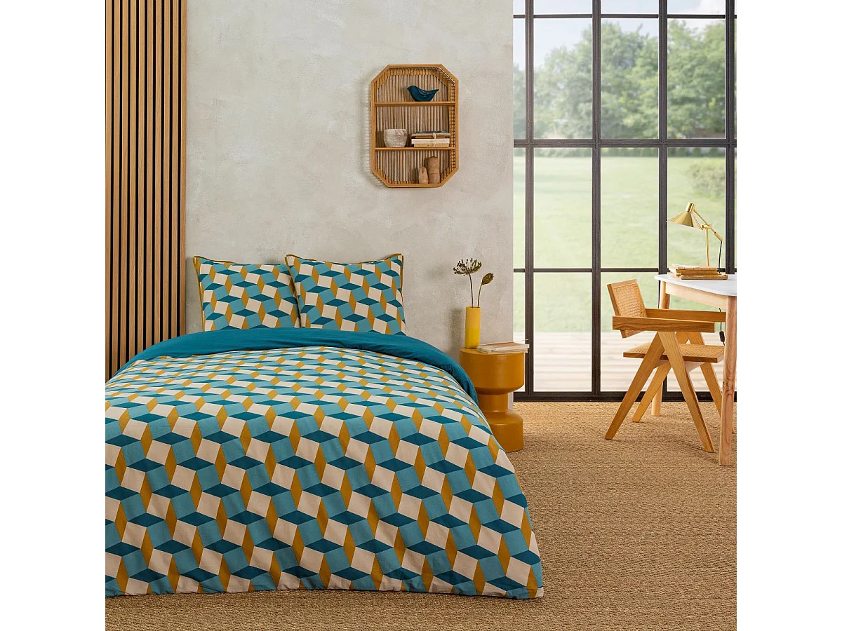 Parure de lit 2 personnes géométrique losanges 260x240cm