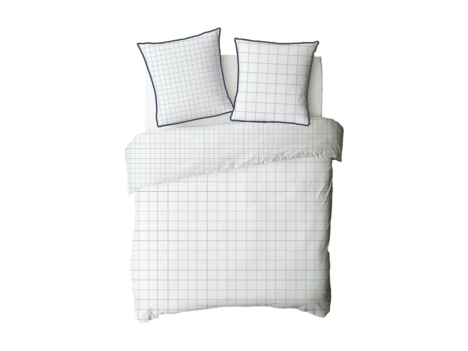 Parure de lit 2 personnes à carreaux en coton 240x220cm