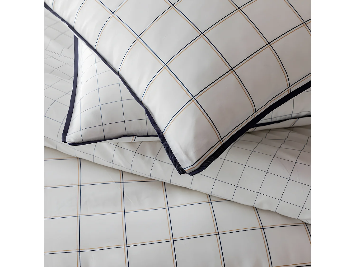 Parure de lit 2 personnes à carreaux en coton 240x220cm