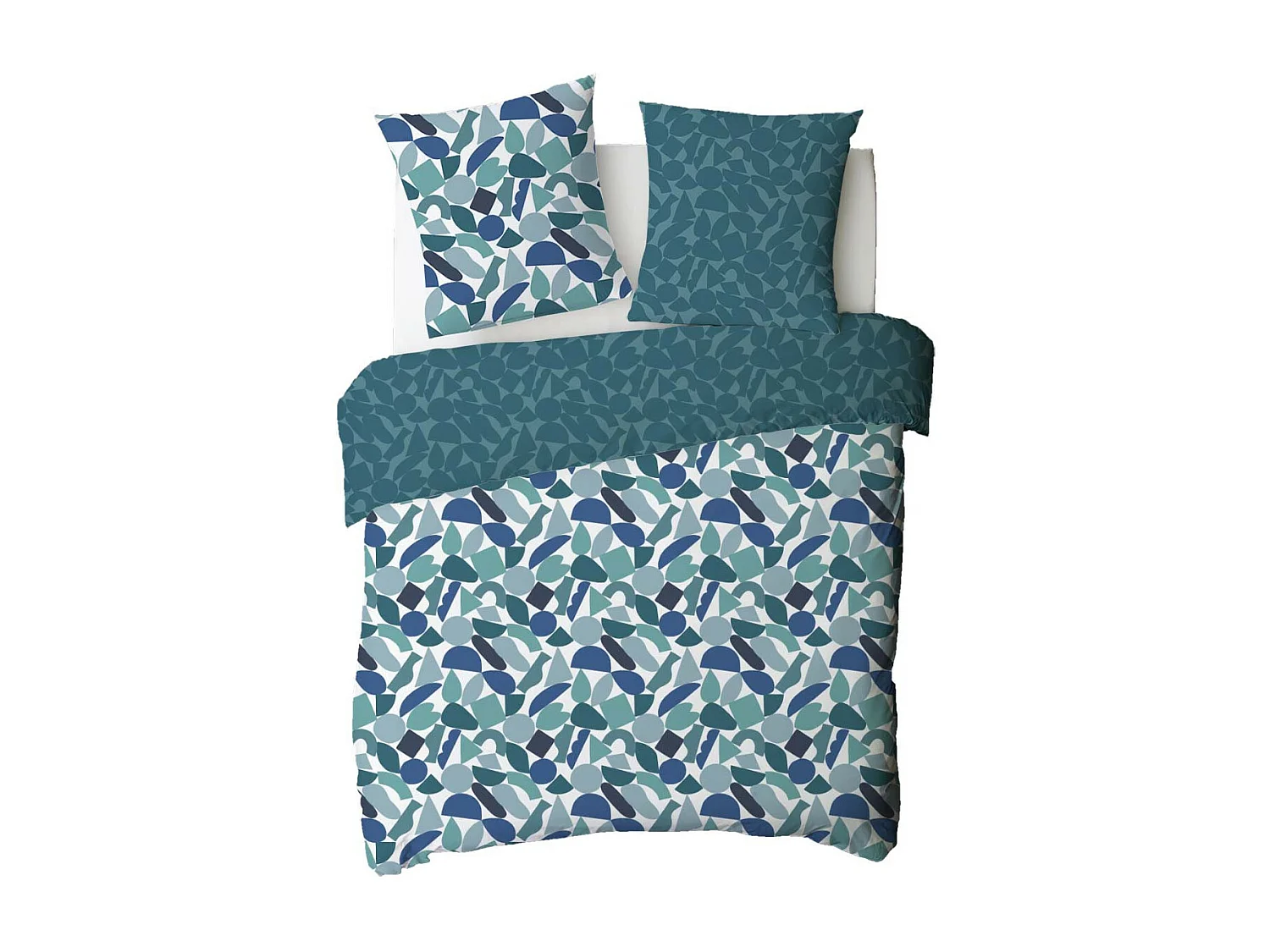 Parure de lit 2 personnes géométrique réversible en coton 240x220cm