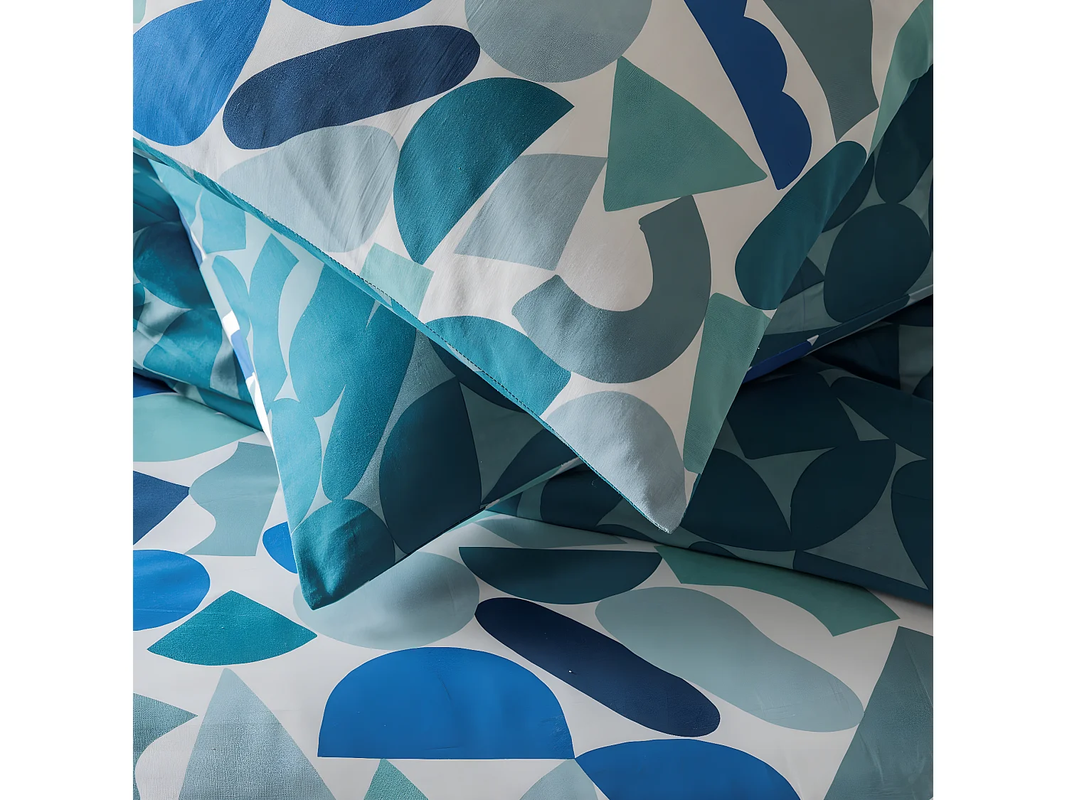 Parure de lit 2 personnes géométrique réversible en coton 240x220cm