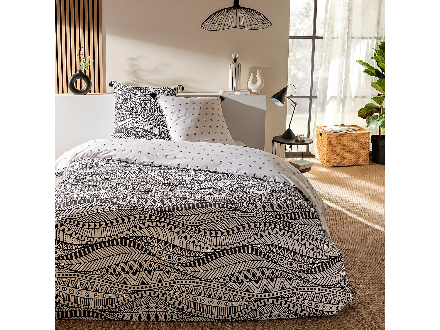 Parure de lit 2 personnes ethnique réversible 260x240cm