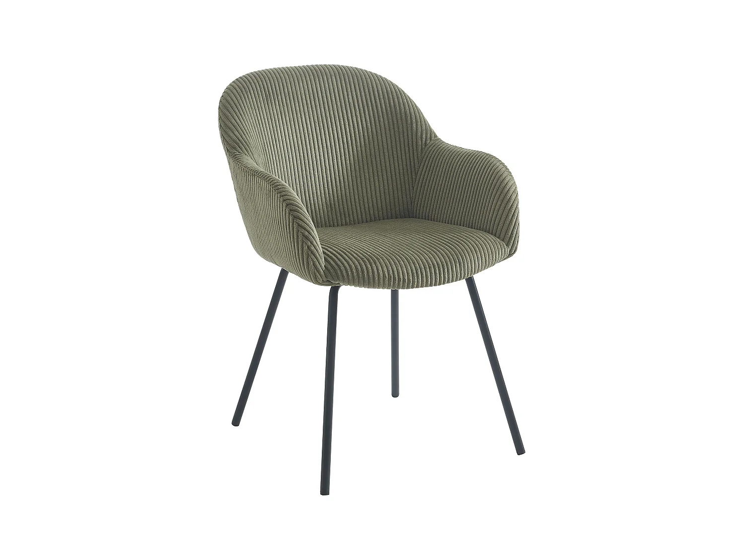 Set van 2 stoelen met armleuningen van ribfluweel en zwart metaal - Kaki - MARENZIA