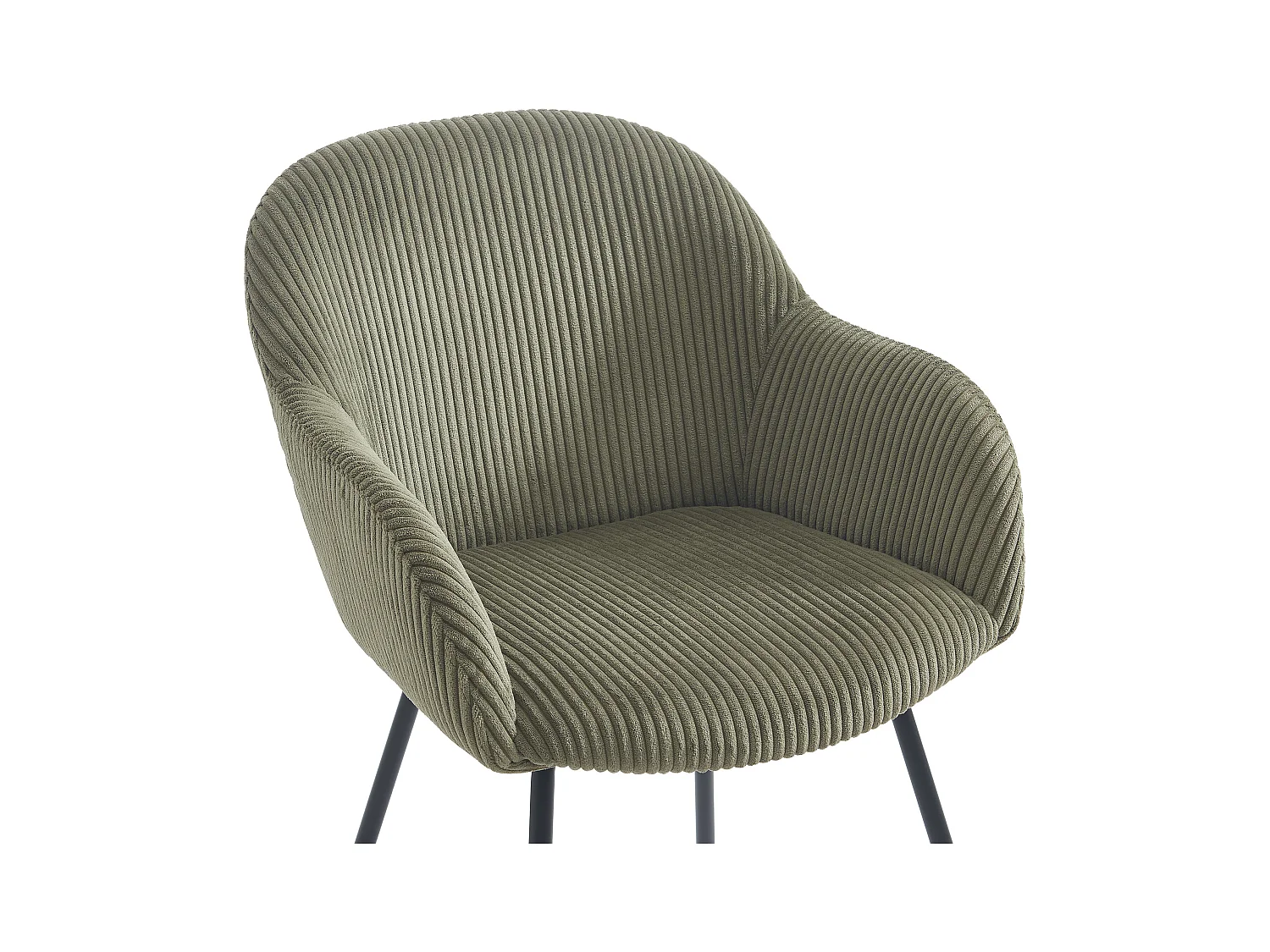 Set van 2 stoelen met armleuningen van ribfluweel en zwart metaal - Kaki - MARENZIA