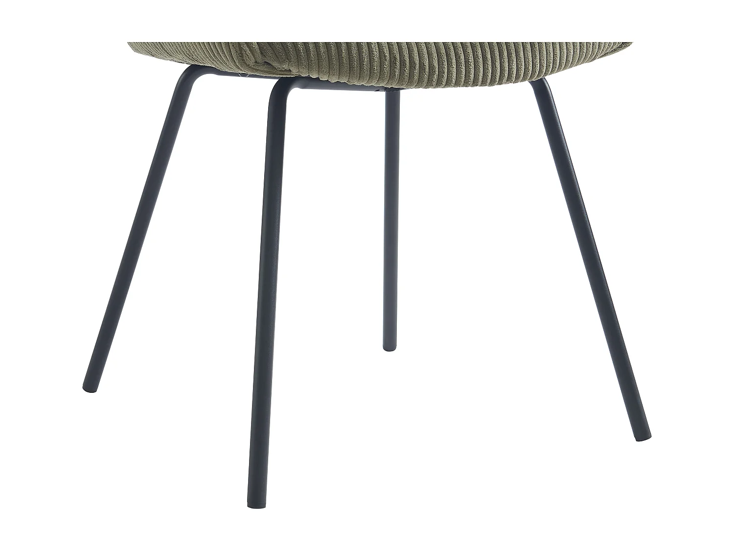 Lot de 2 chaises avec accoudoirs en velours côtelé et métal noir - Kaki - MARENZIA