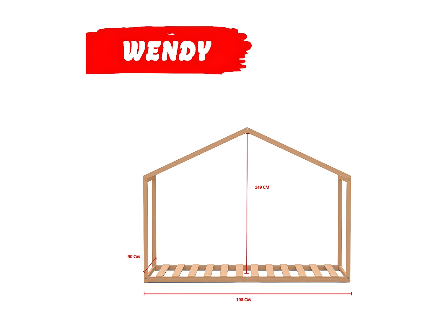 Lit cabane WENDY 90x190 + 1 sommier / Naturel