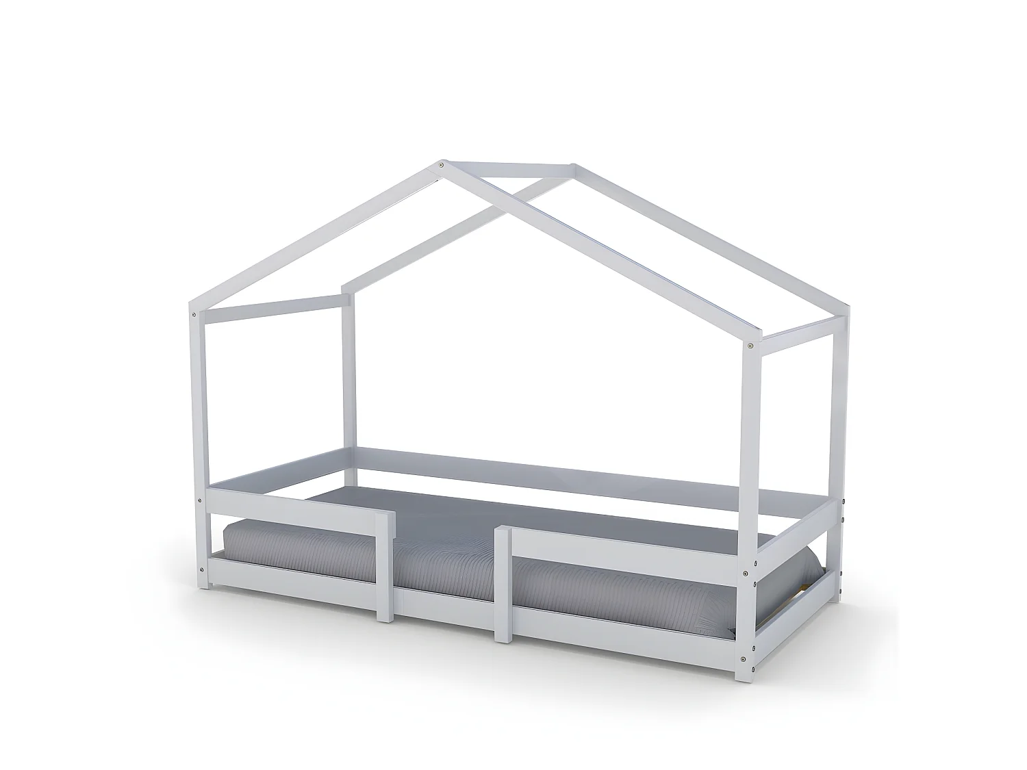 Lit cabane INDIANA 90x190 + sommier / blanc