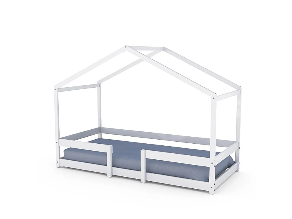 Lit cabane INDIANA 90x190 + sommier / blanc