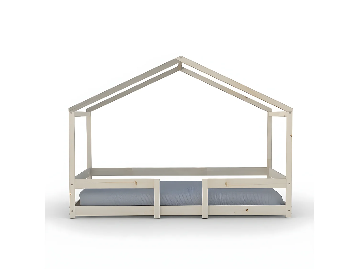 Lit cabane INDIANA 90x190 + sommier / Naturel