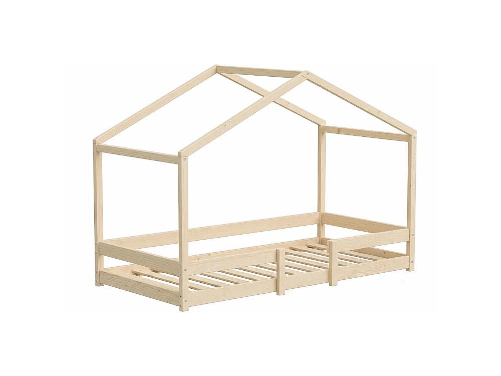 Lit cabane INDIANA 90x190 + sommier / Bois clair