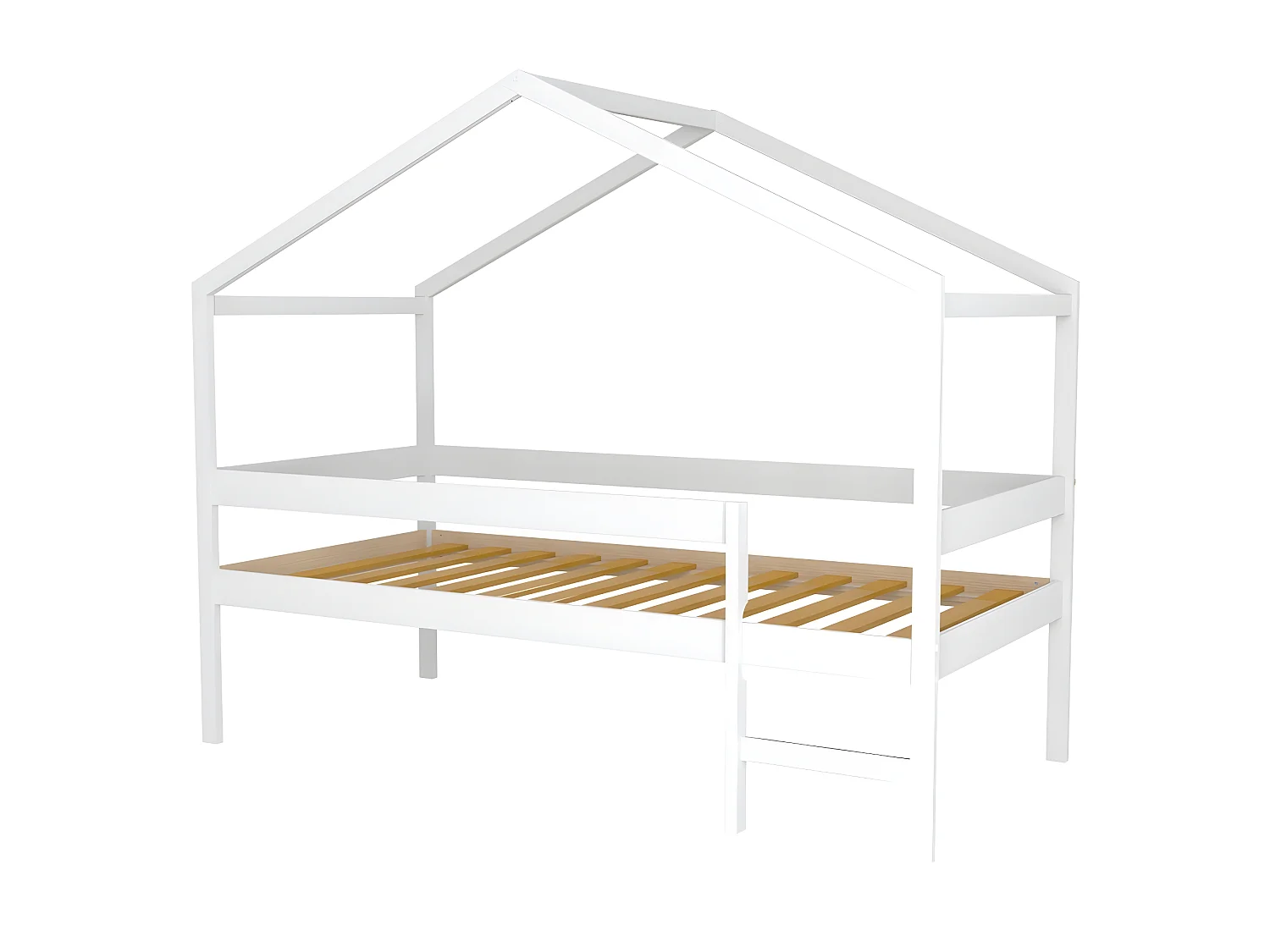 Lit cabane MIKA 90x190 + sommier / Blanc