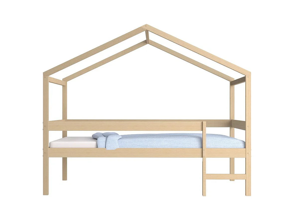 Lit cabane MIKA 90x190 + sommier / Naturel