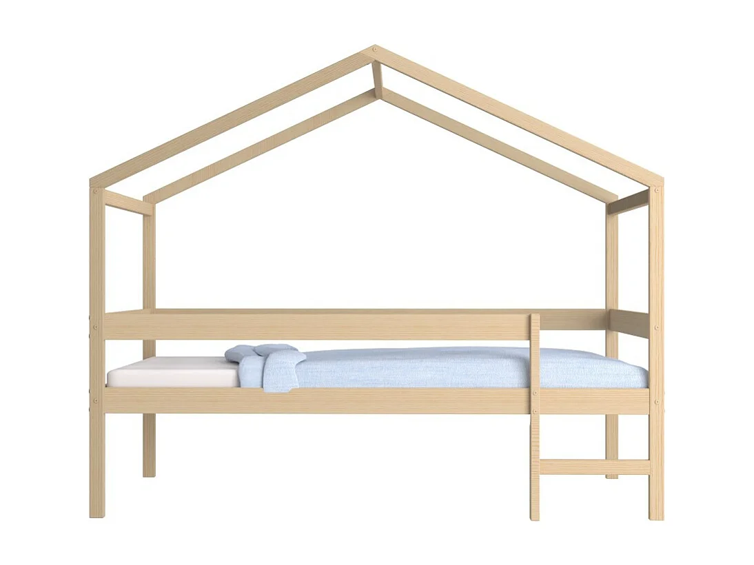 Lit cabane MIKA 90x190 + sommier / Naturel