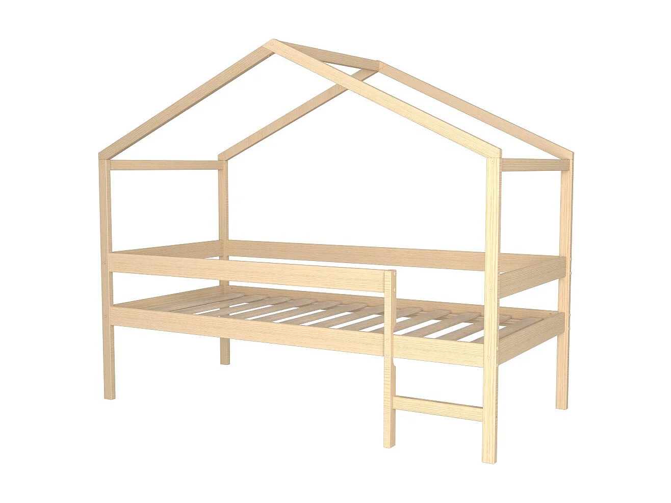 Lit cabane MIKA 90x190 + sommier / Bois clair