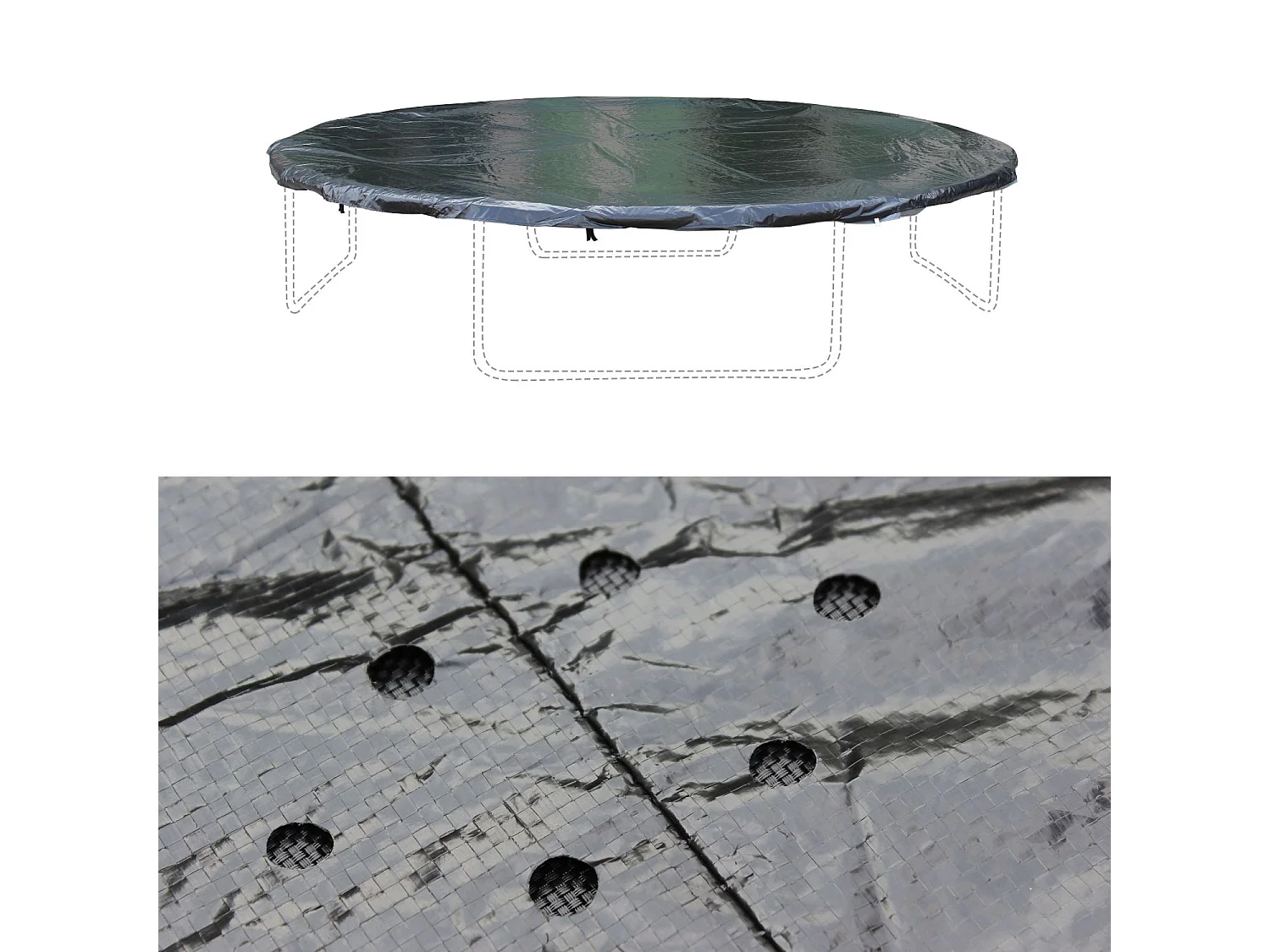 Pack accessoires pour trampoline Ø 430cm Vénus / Sagittaire / Vénus INNER - Échelle. bâche de protection. filet de rangement pour chaussures et kit d’ancrage