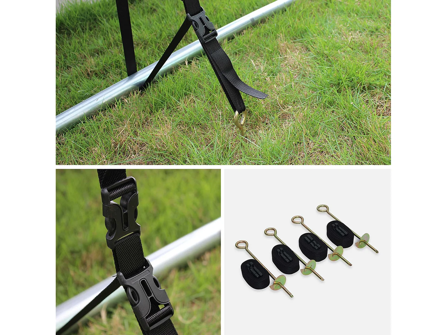 Pack accessoires pour trampoline Ø 370cm Saturne/Capricorne/ Saturne INNER - Échelle. bâche de protection. filet de rangement pour chaussures et kit d’ancrage