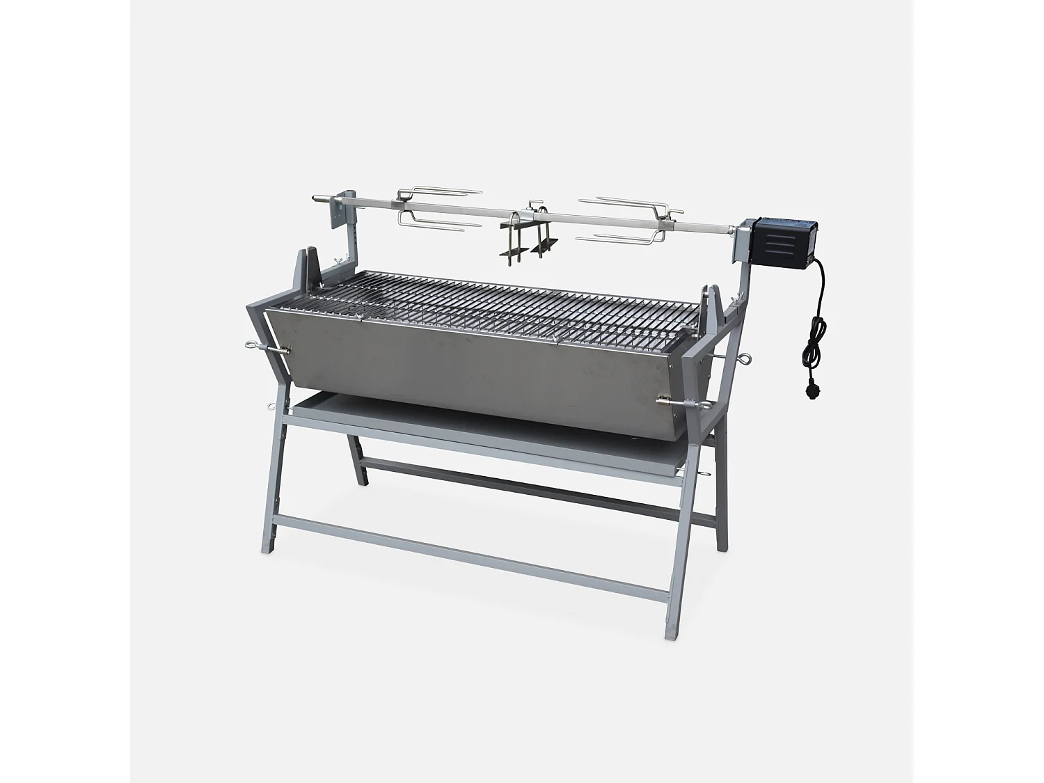 Barbecue a carbonella con girarrosto elettrico regolabile, grigio