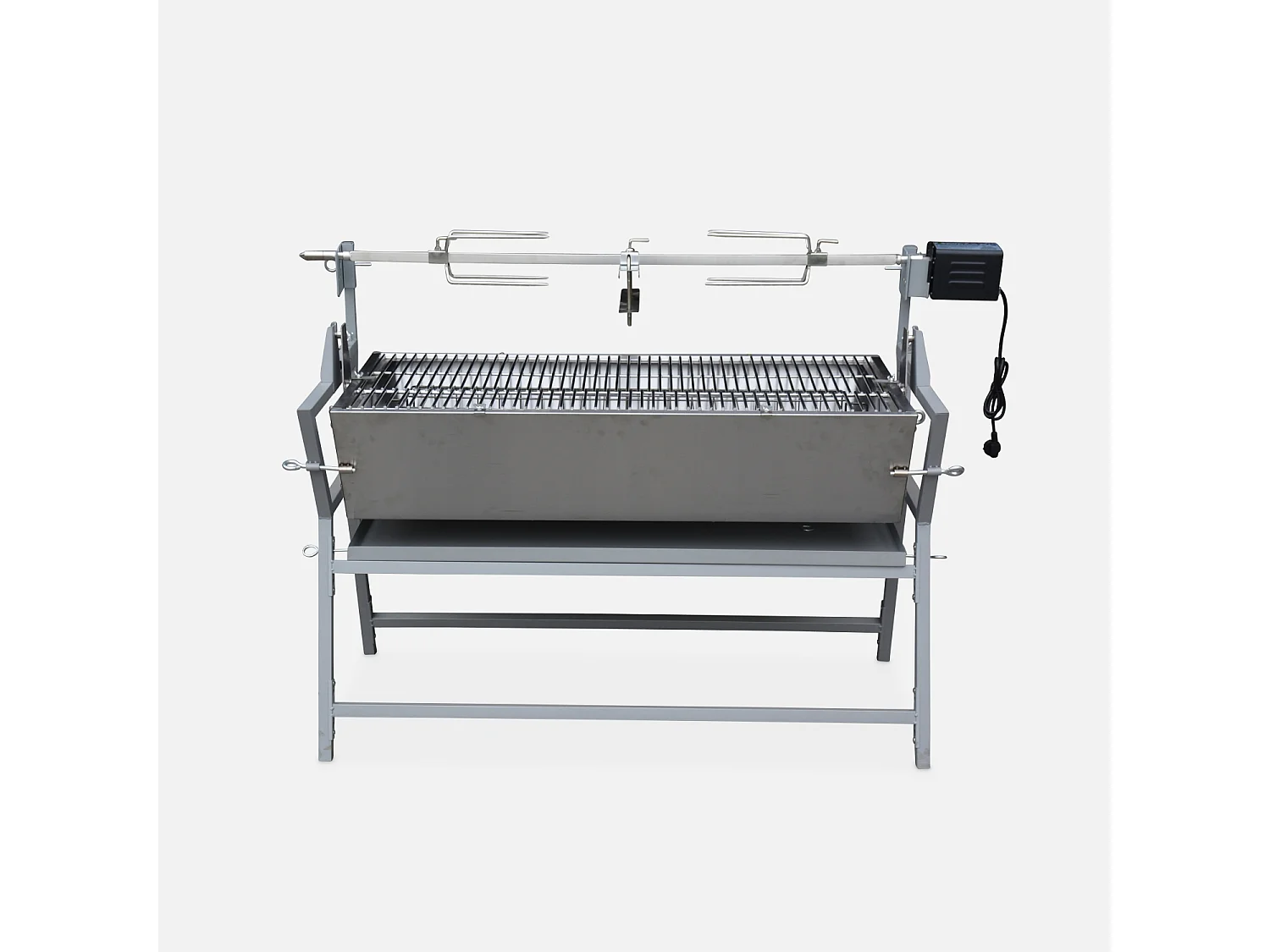 Barbecue a carbonella con girarrosto elettrico regolabile, grigio