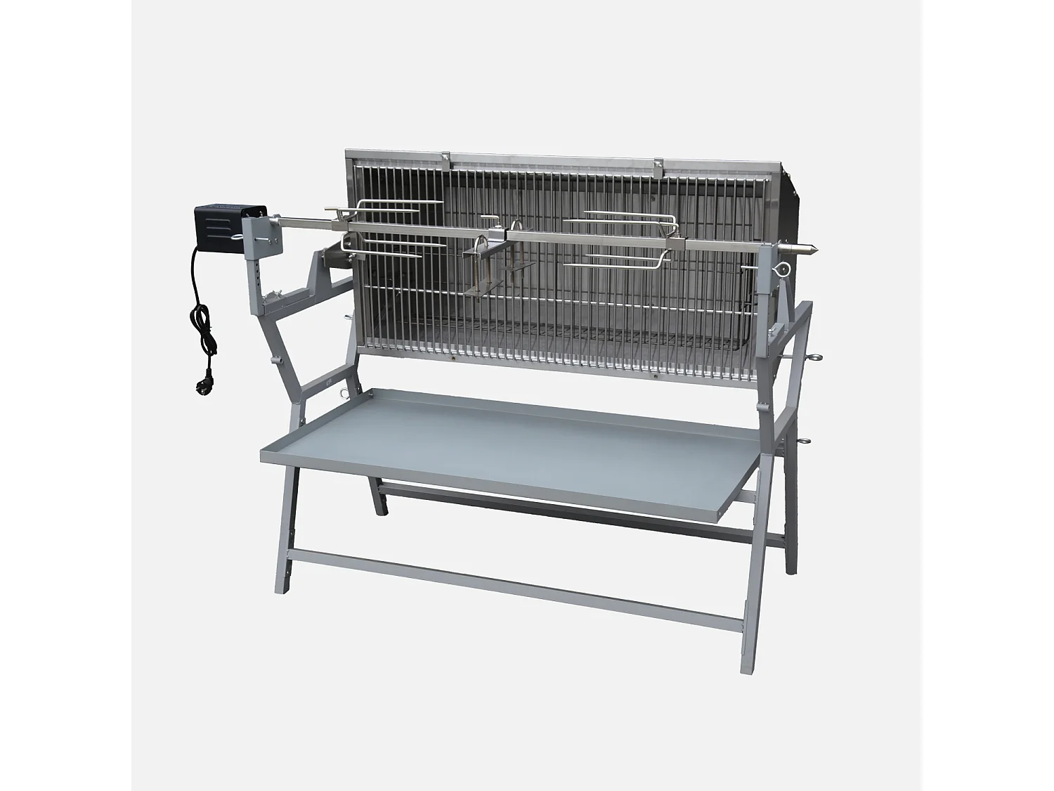 Barbecue a carbonella con girarrosto elettrico regolabile, grigio