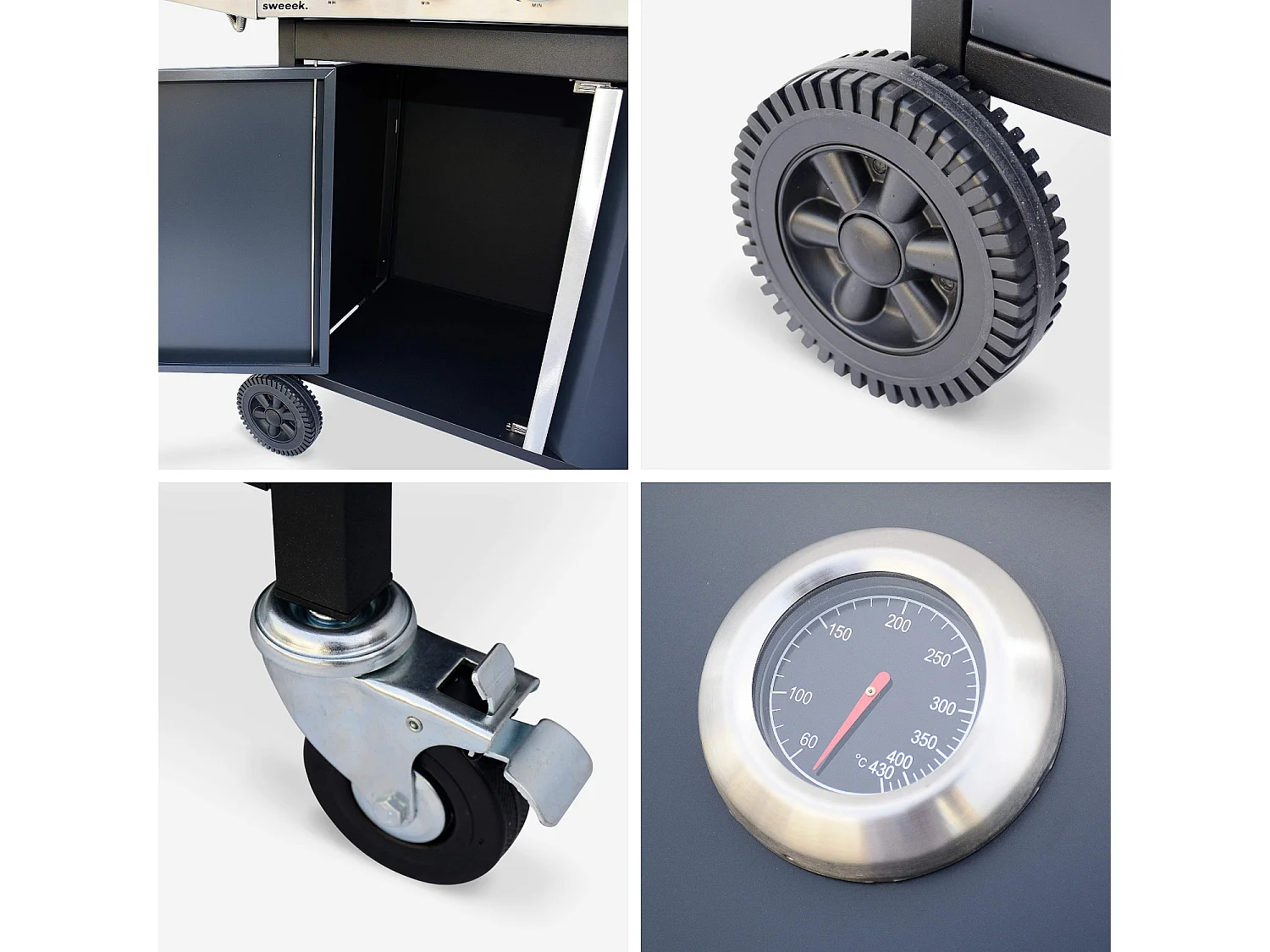 Barbecue a gas con 7 bruciatori di cui 1 laterale, nero