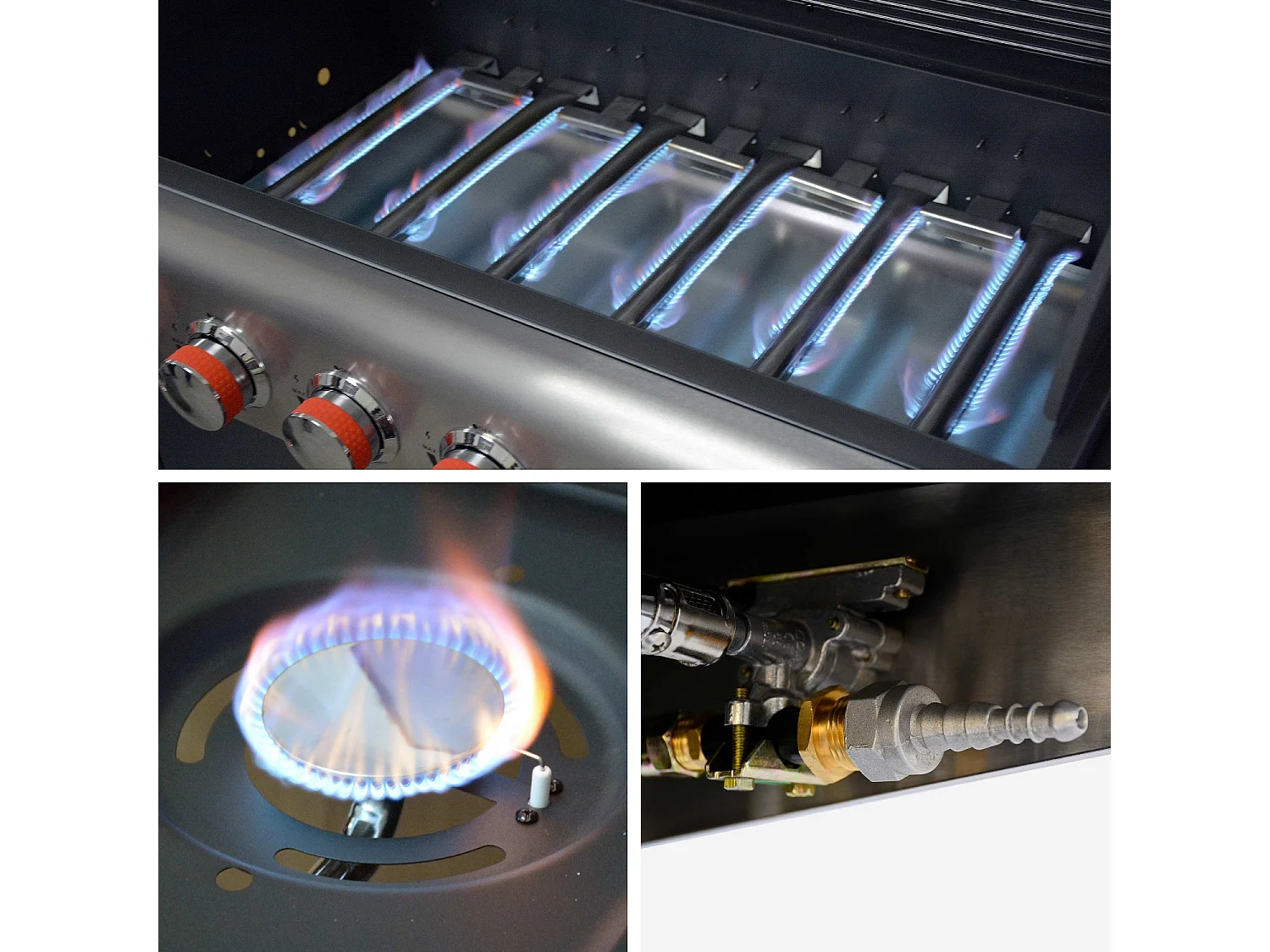 Barbecue a gas con 7 bruciatori di cui 1 laterale, nero