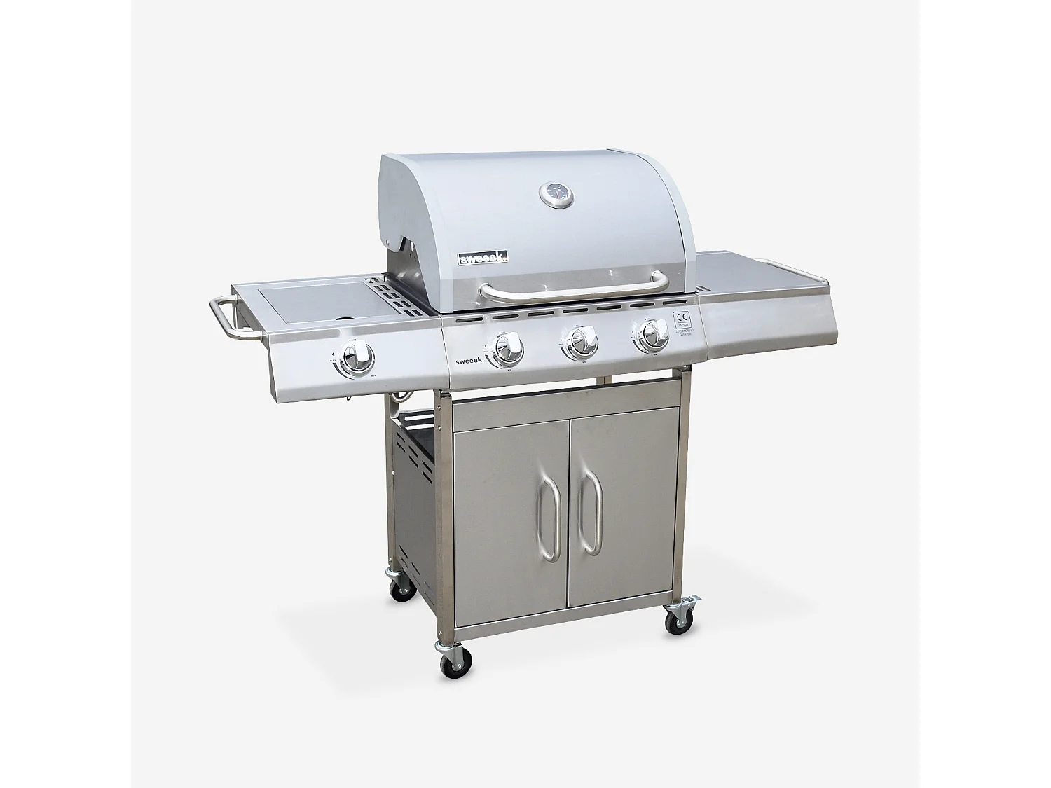 Barbecue a gas con 4 bruciatori di cui 1 laterale, inox