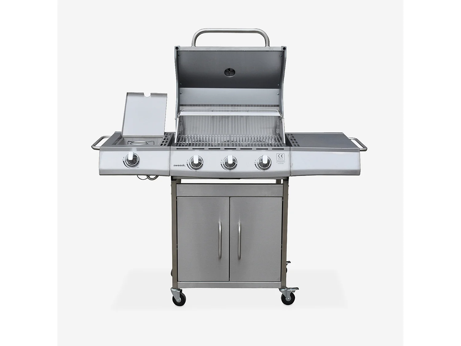 Barbecue a gas con 4 bruciatori di cui 1 laterale, inox