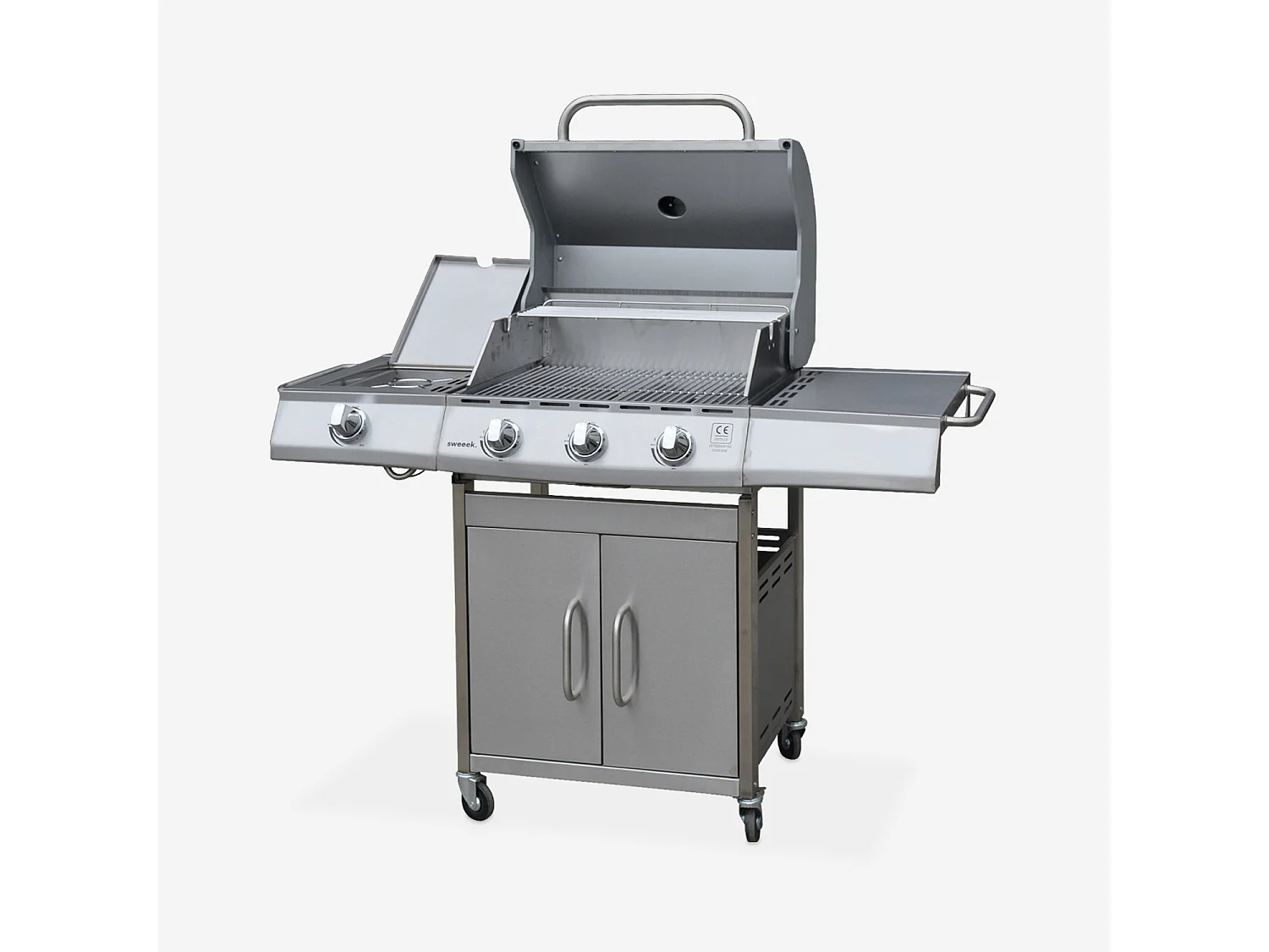Barbecue a gas con 4 bruciatori di cui 1 laterale, inox