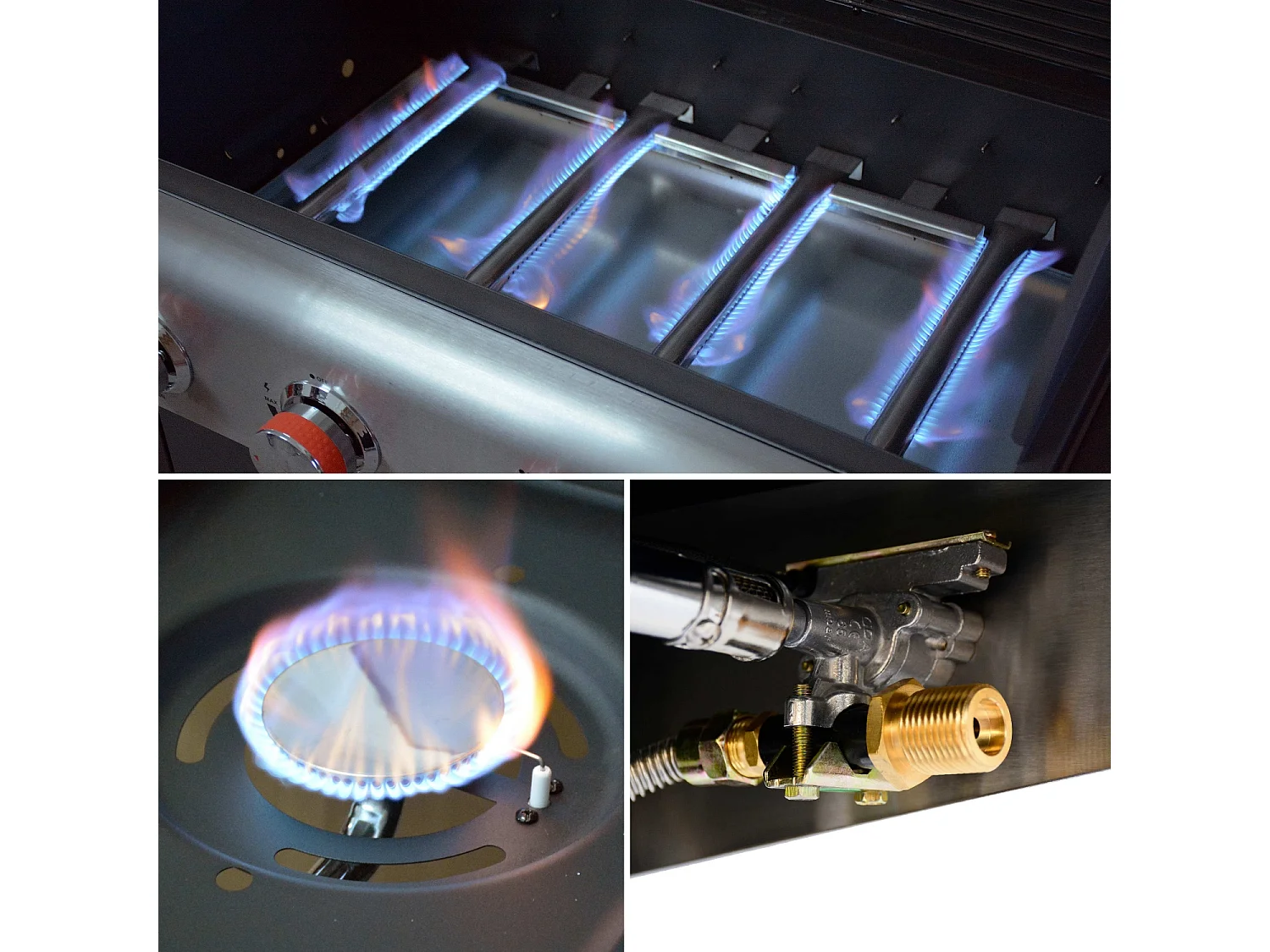 Barbecue a gas a 5 fuochi con 1 bruciatore laterale, nero