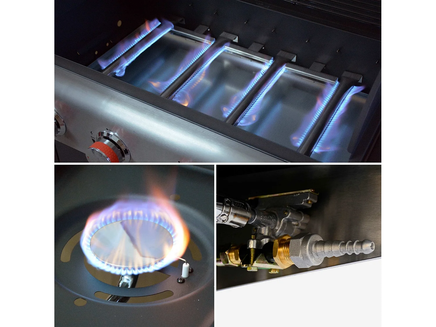 Barbecue a gas a 5 fuochi con 1 bruciatore laterale, nero