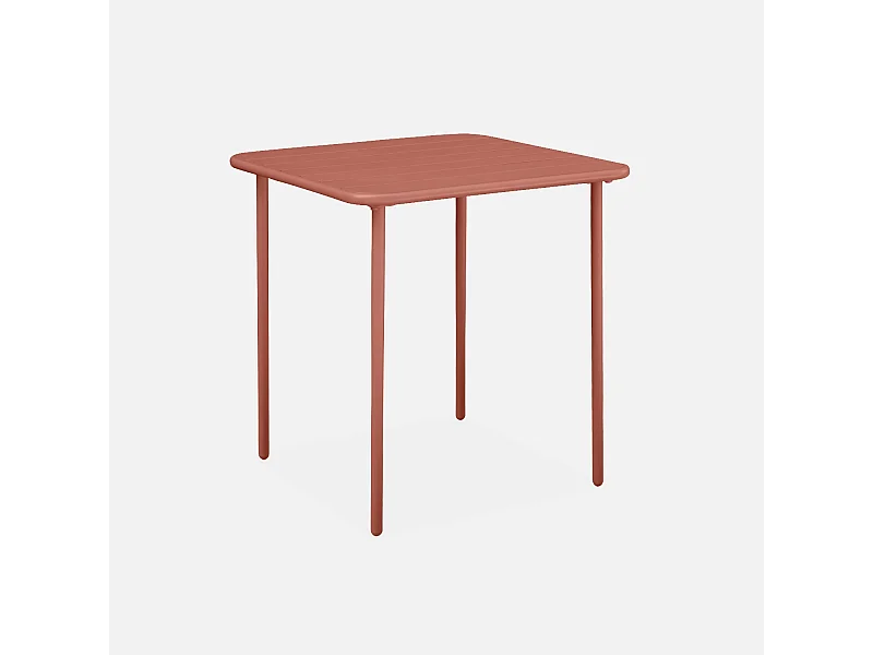 Tavolo da giardino bistrot in metallo 2 posti, 70cm, terracotta