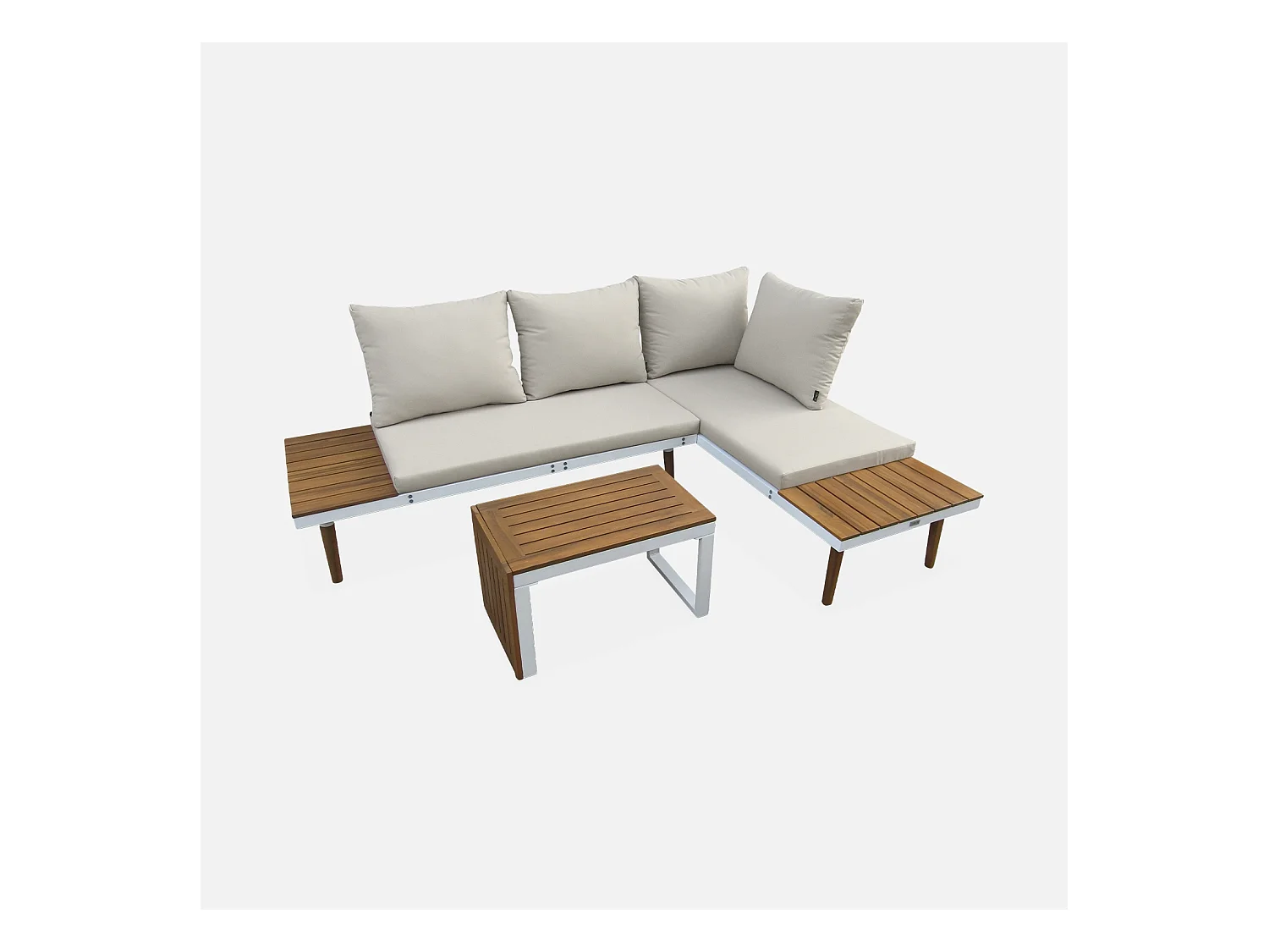 Conjunto de muebles de jardín en aluminio y en madera de acacia, 4