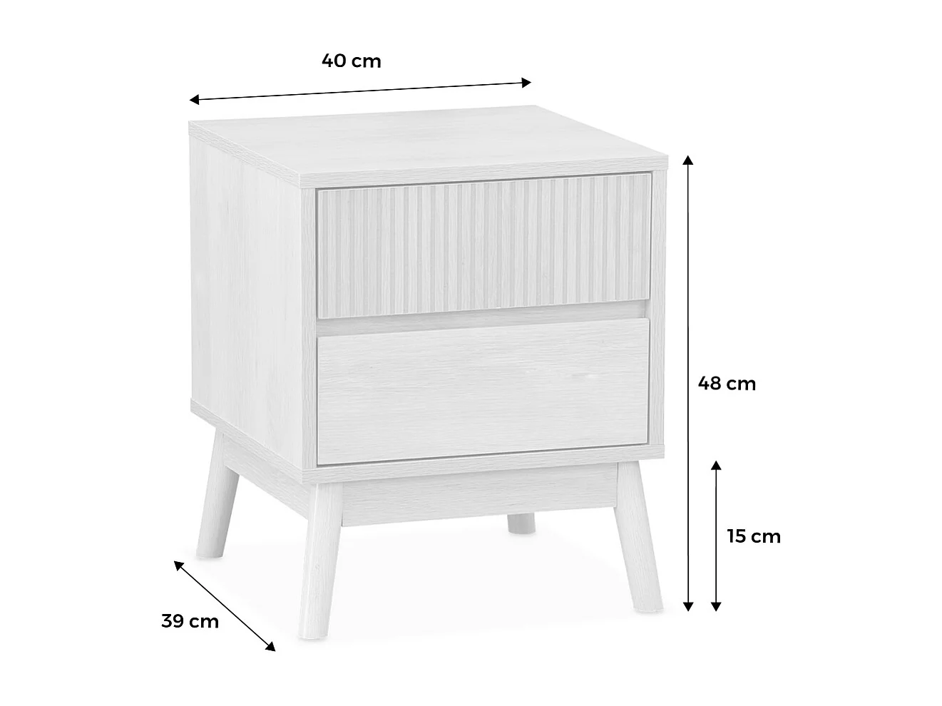 Set 2 comodini con 2 cassetti, marrone naturale