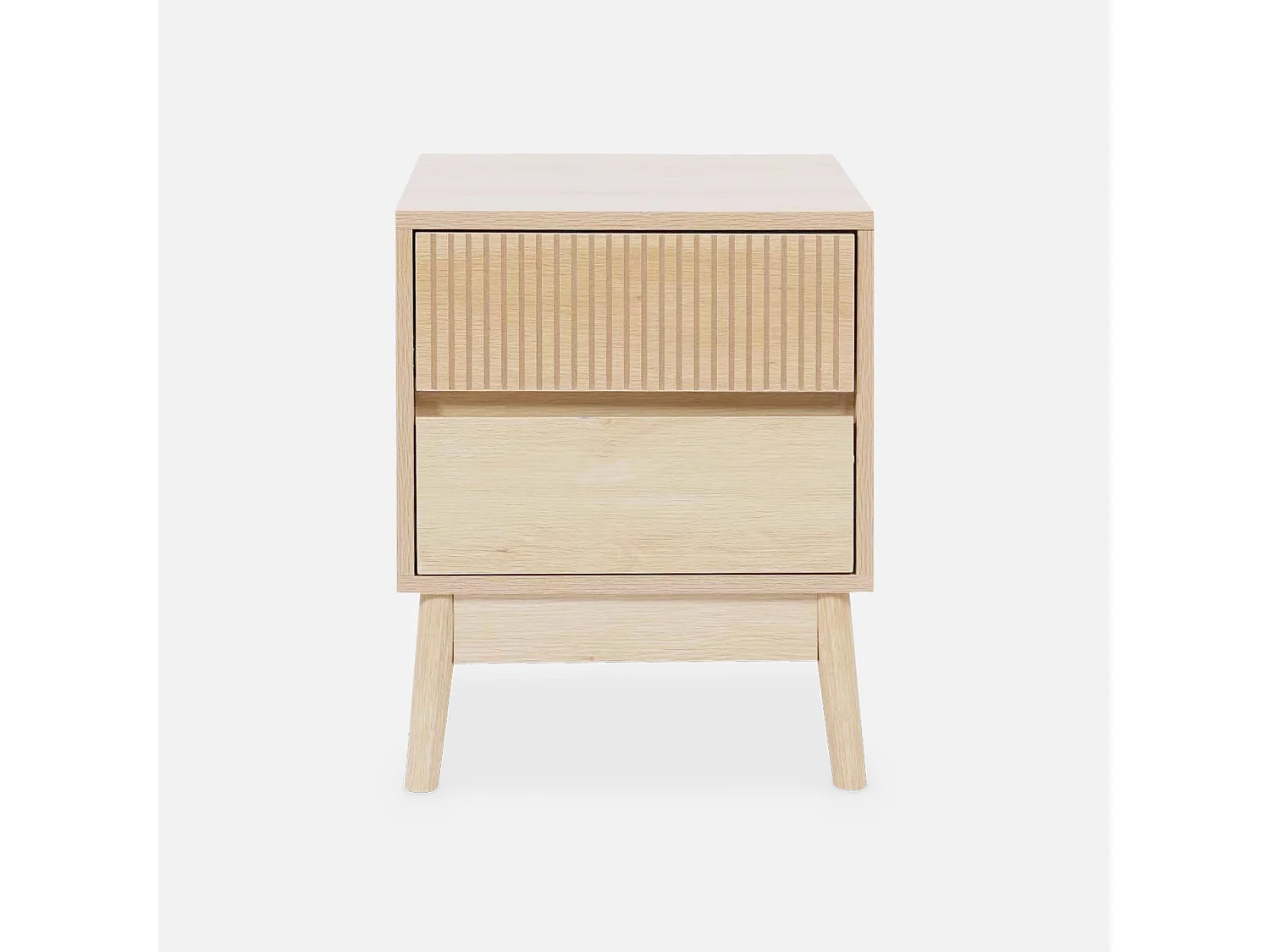Mesita de noche de 2 cajones con efecto madera, set de 2 natural